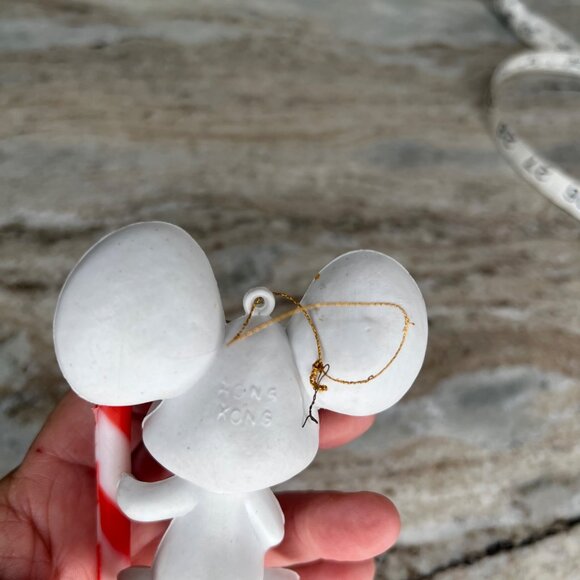 Vintage Plastic Christmas Ornament 3.5” Mouse Holding Candy Cane Hong Kong - Picture 4 of 5